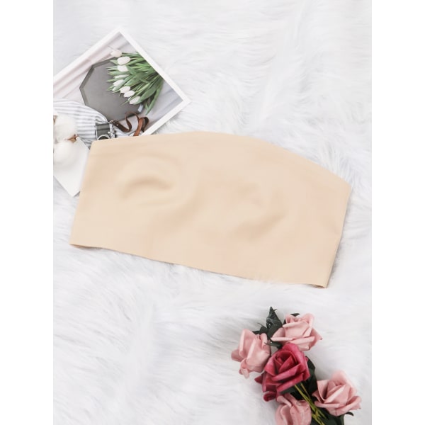 Damtube Toplös BH Bröstomslag Bandeau Ofodrad Sömlös Andningsbar Bekväm Underkläder Toppar Beige XL