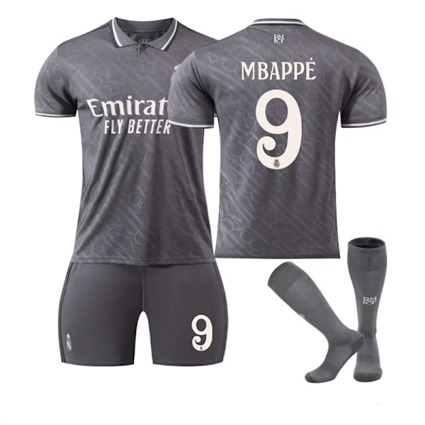 2024-2025 Real Madrid Bortebarnedrakt Sett Nr.9 MBAPPE Grey 24