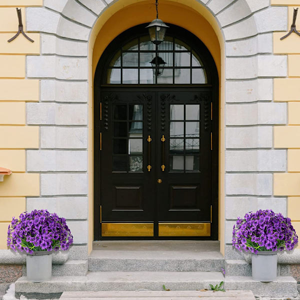 8 buntar konstgjorda blommor utomhus, UV-beständiga växter, konstgjord plastgrönska Purple 8PCS