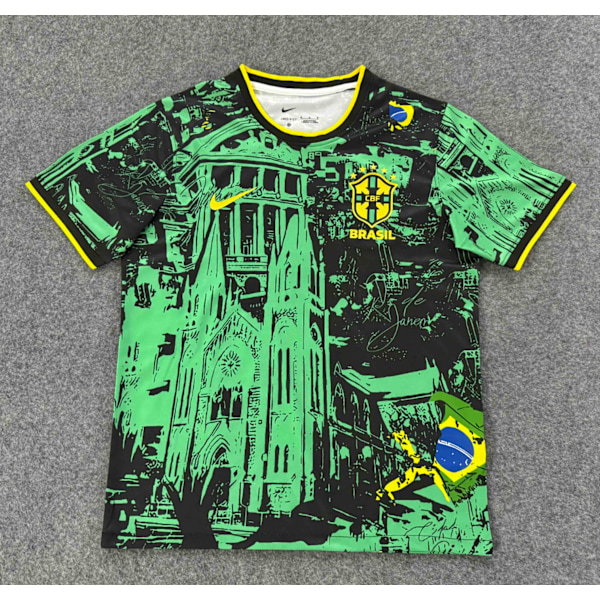 Brasilien Svart Grön Specialutgåva Fotbollsuniform T-shirt S-2XL XXL