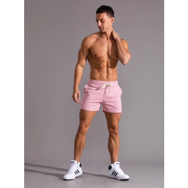 Kesäjuoksu Urheilushortsit Miesten Quick Dry Gym Lenkkeilyshortsit Beach Pocket Kehonrakennus Fitness Shortsit Miesten merkin kuntosalivaatteet Pink L