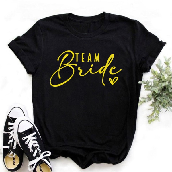 Birde Team Mønstertrykt Dame T-shirt Bryllupskostume S-3XL GH1040-Kblack S