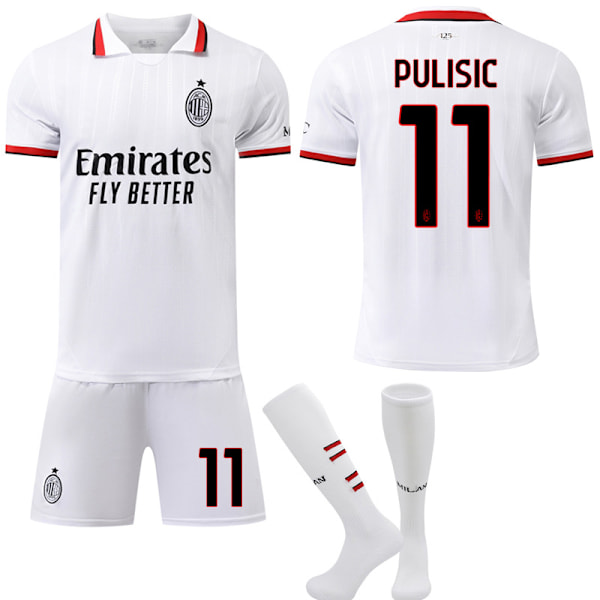 24-25 A.C. Milan Bortatröja NO.11 Pulisic Tröjor Barn Vuxen Fotbollsutrustning med Strumpor NO.11 L