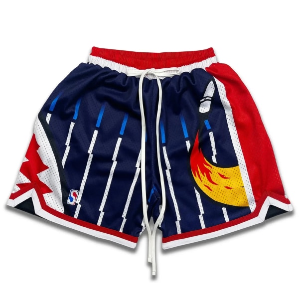 High Street Retro Nya dragsko Basketshorts Herr Sommar Utomhus Löpning Fitness Men Knä Sport Quarter Byxor Blue for red L