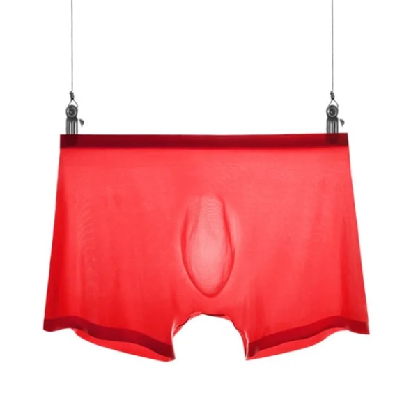 Genomskinliga boxershorts för män genomskinlig manliga kalsonger Sexiga trosor med låg midja Underkläder Intimates Red L