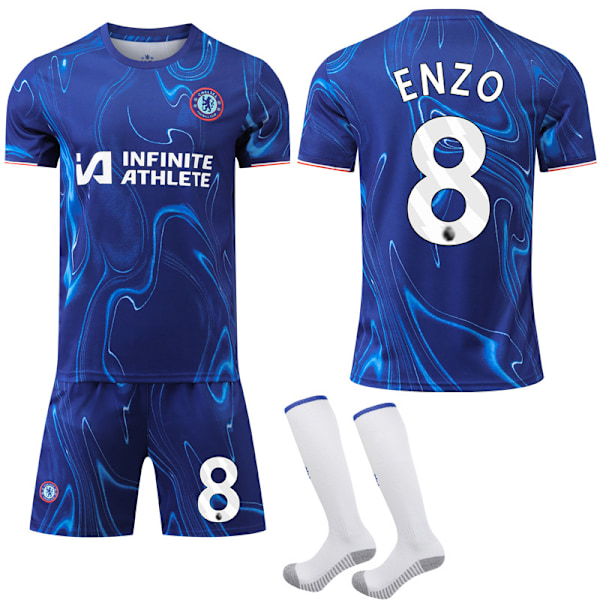 Chelsea F.C. Tröja NO.8 ENZO Barn & Vuxen Fotbollsutrustning med Strumpor 26