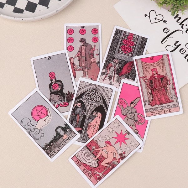 Rosa Tarot For nybegynnere Tarotkort Profeti Spådomslek Familiefest Brettspill Skjebnekort Spådomsspill 11*6*3cm