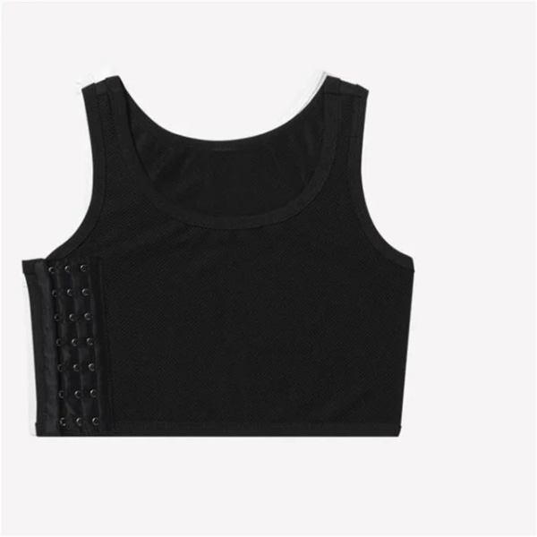 Kvinner pustende brystbinder side spenne kort vest topper brystbinder undertøy tank topper trådløs bryst wrap bandasje Black M