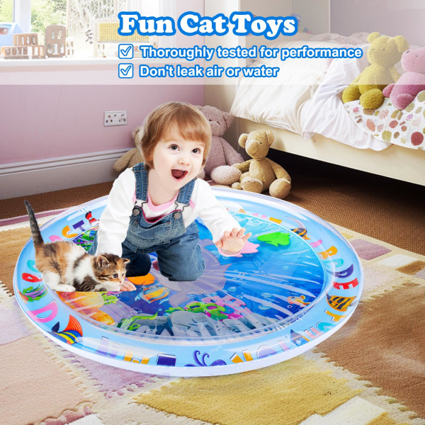 Vattensensorisk lekmatta för katter, kattleksaker för uttråkade inomhuskatter, kattkickerleksaker självgående lekmatta, interaktiva leksaker för katter 60*60CM