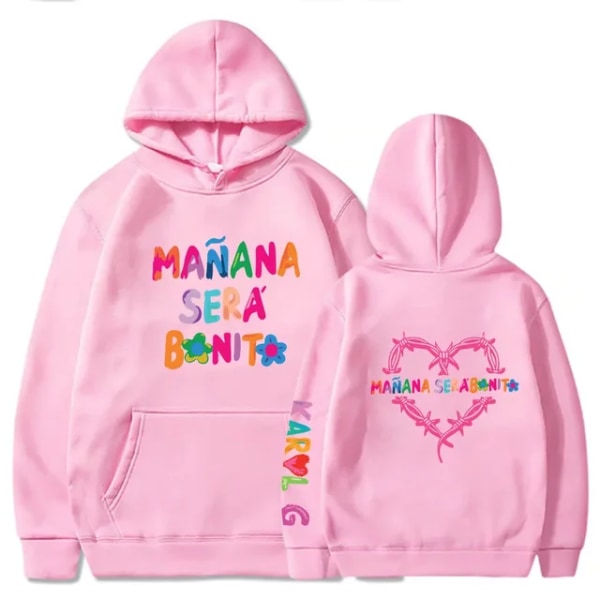 Karol G Manana Sera Bonito Hættetrøjer Dame Casual Sweatshirts Harajuku Pullover Fleece Langærmede Pullover Hip Hop Streetwear Pink XL