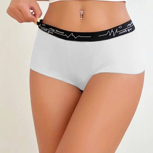 Kvinner Boyshort Boxer komfortabel underbukse Elastisk truser i stor størrelse Kvinnelig undertøy Beskyttelsesshorts under skjørtet White S