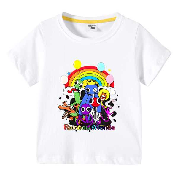 Kid bomull T-shirt Summer Rainbow Friends printed topp T-shirt white 120cm
