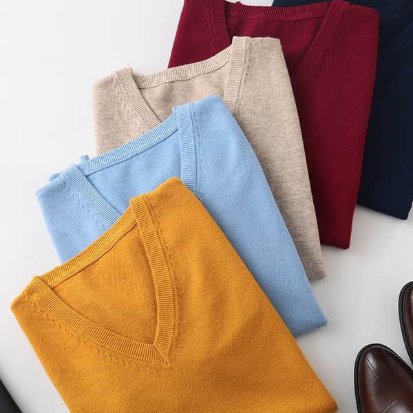 Herre V-hals Ermeløs Genser Vest, Ensfarget, Løs Passform, Varm light blue S