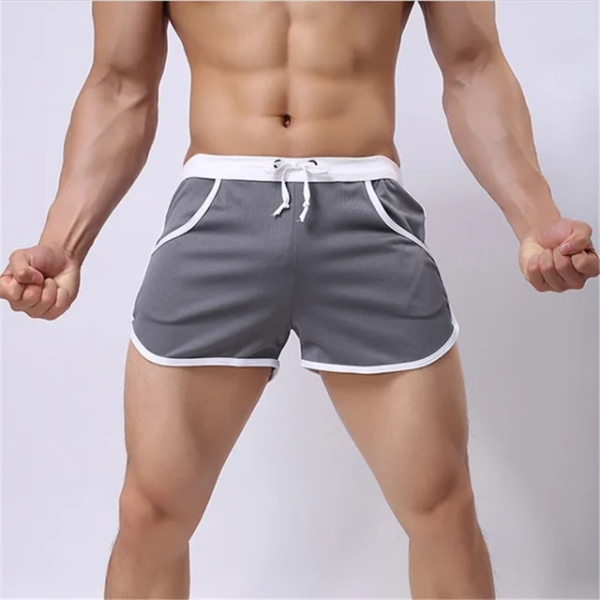 Sommer Herre Sport Løbeshorts Gym Lommestropper Bodybuilding Fitness Strandshorts grey M