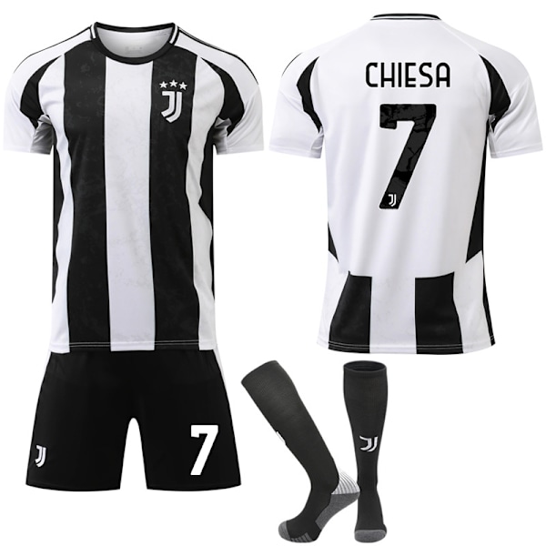 Juventus F.C. Hemmafotbollströjor Barn Vuxen Fotbollsutrustning 24-25 NO.7 CHIESA XL