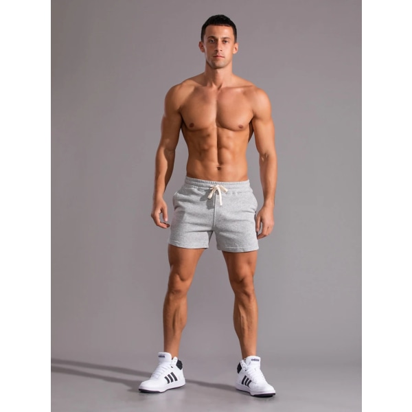 Kesäjuoksu Urheilushortsit Miesten Quick Dry Gym Lenkkeilyshortsit Beach Pocket Kehonrakennus Fitness Shortsit Miesten merkin kuntosalivaatteet gray white M