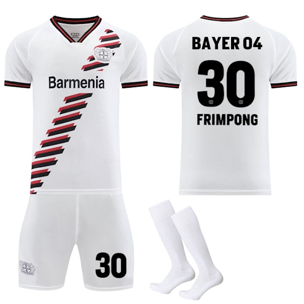 23-24 Bayer 04 Leverkusen Bortefotballtrøyer Barn Voksen Fotballutstyr NO.30 FRIMPONG 28