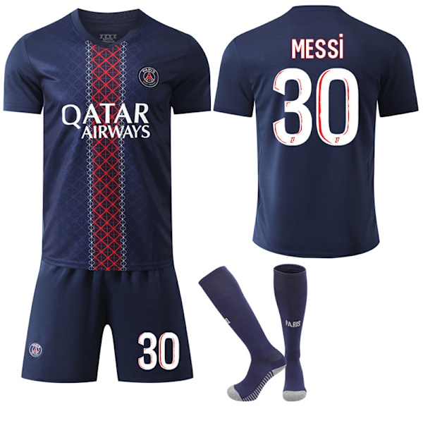 25-26 Paris Saint-Germain F.C. Hemma NO.30 MESSI Tröjor Set Barn Vuxen Fotbollsutrustning med Strumpor NO.30 24