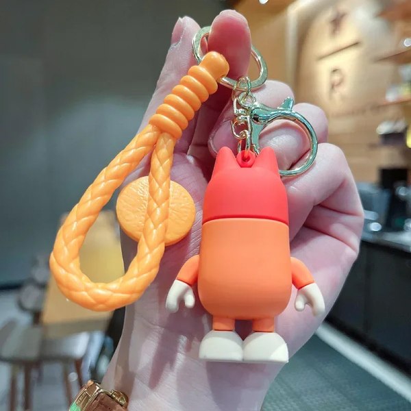 Cartoon Bluey Family Doll Creative Car Chain Keychain Bag Pendant Exquisite Small Gift Children's Backpack Pendant Couple Gift yellow and blue