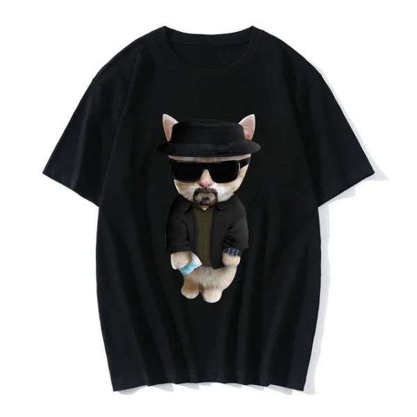 Hauska El Gato Meme Surullinen Itkevä Kissa Munchkin Kitty Print Naisten Casual T-paita Kesä Harajuku T-paidat Casual vaatteet Vaatteet 20003 2XL