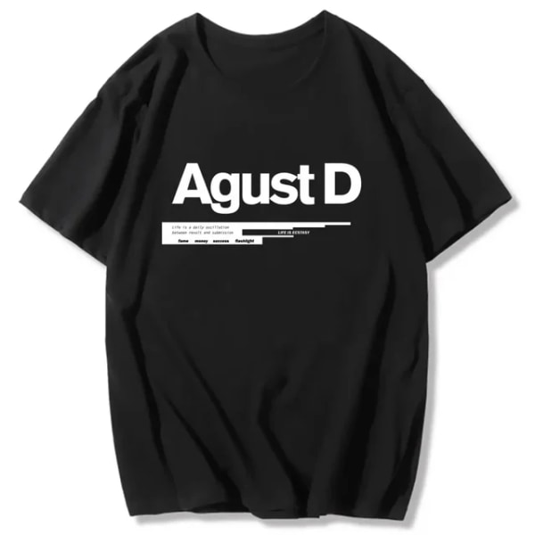 Ny koreansk version af KPOP Agust D T-shirt til kvinder med tryk D-2 Album Unisex T-shirt Yoongi-skjorte Teen-T-shirt TL145-2-Black XL