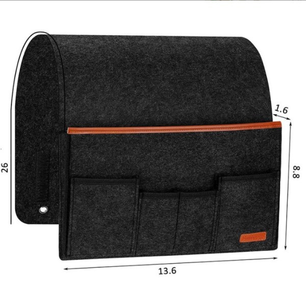 Sofa Armlæn Organizer, Lænestol taske opbevaring med 5 lommer, Cover til fjernbetjening, iPad, Magasin, Briller Dark Grey