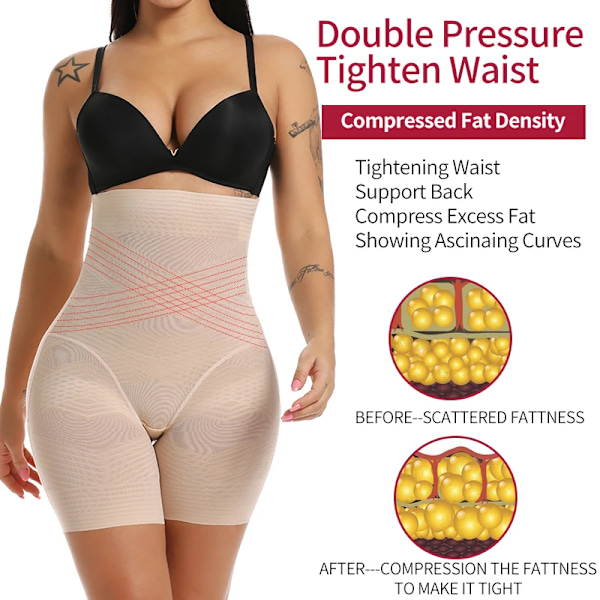 Hög Midja Butt Lifter Slimmande Underkläder Body Shaper Kvinnor Shapewear Tummy Control Trosor Lår Slimmer Säkerhetsshorts Nude M
