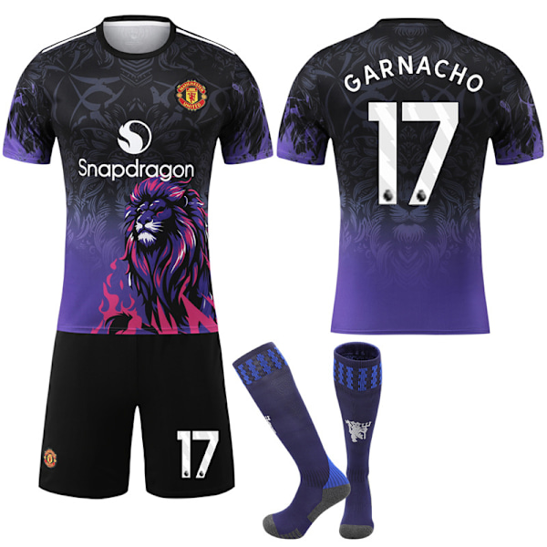 25-26 Manchester United F.C. Special Edition NO.17 Garnacho Drakter Barn Voksen Fotballutstyr med Sokker NO.17 20