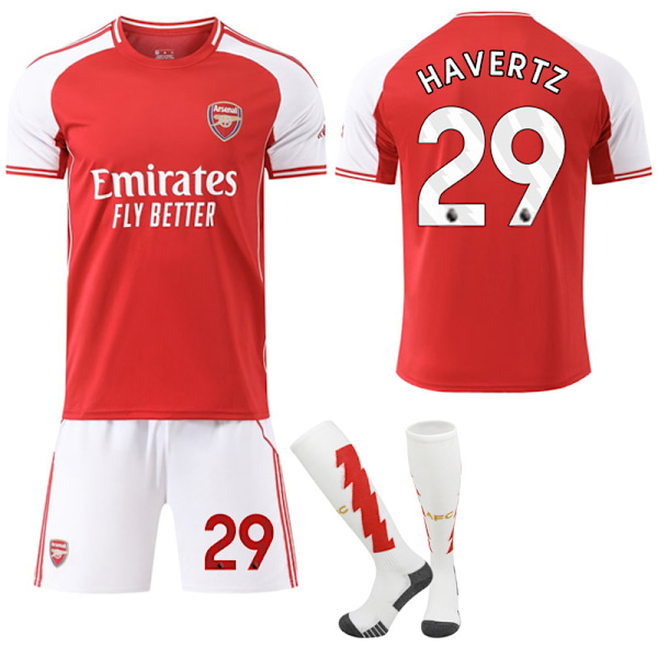 25-26 Arsenal F.C. Hemmatröja NO.29 Havertz Set Barn Vuxen Fotbollsutrustning med Strumpor NO.29 24