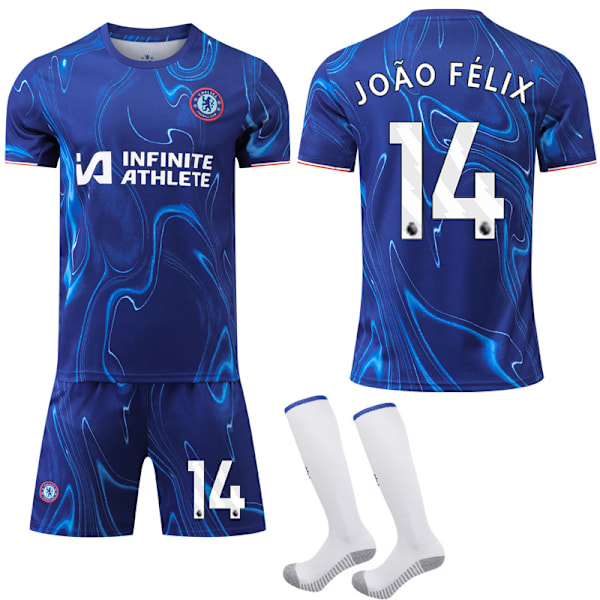 24-25 Chelsea F.C. Jersey NO.14 João Félix Trøjer Børn Voksen Fodboldudstyr med Sokker XS