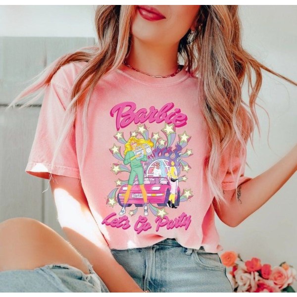 Barbie Tryckt T-shirt Kvinna Sommar Topp T-shirt GH1014-G S