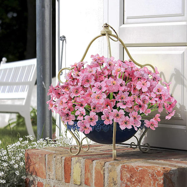 8 buntar konstgjorda blommor utomhus, UV-beständiga växter, konstgjord plastgrönska Pink 8PCS
