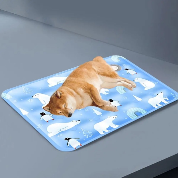Hundkylmatta sommarplattamatta för hundar kattfilt soffa andningsbar säng sky blue snow 40x50cm