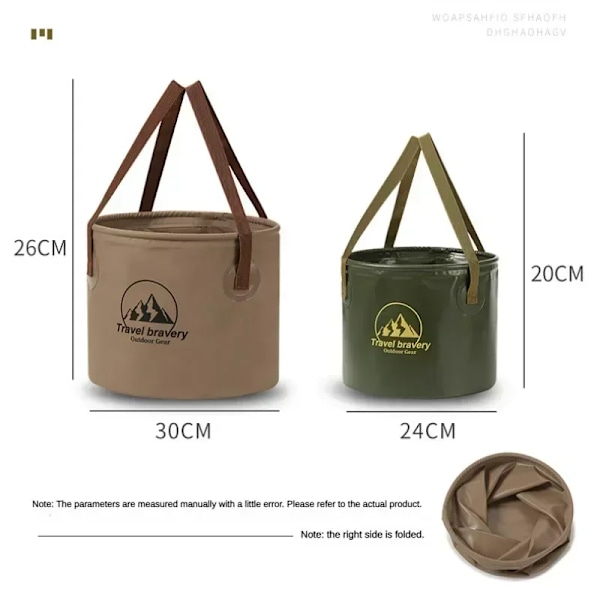 Hållbar multifunktionell bärbar handfat vattentät hopfällbar diskho hink resehandfat camping vandring förvaringshink 10L/20L Green 10L
