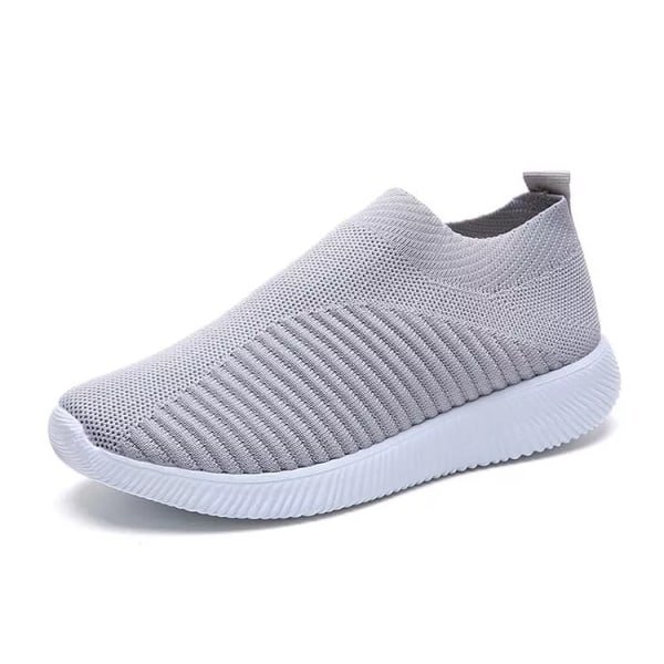 Skor Mode Sneakers Kvinnor Promenader Kvinnor Casual Platta Sneakers Sock Chunky Sneakers Slip On Shoes Kvinna Mujer Gray 35