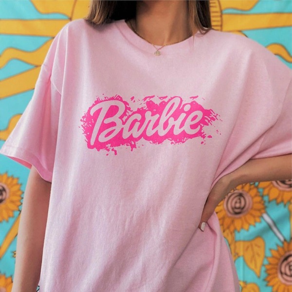 Barbie Trykket T-skjorte Kvinner Sommer Topp T-skjorte GH1014-C M