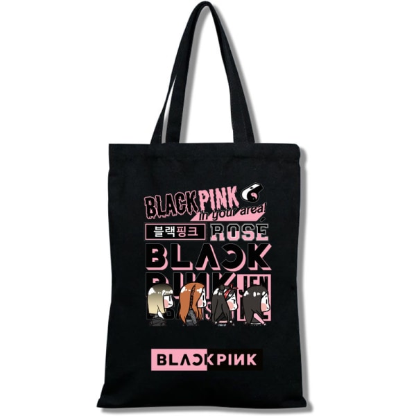 Blackpink Printed Canvas Bag Axelväska Student Fritid Shopping Bag STD1077-F