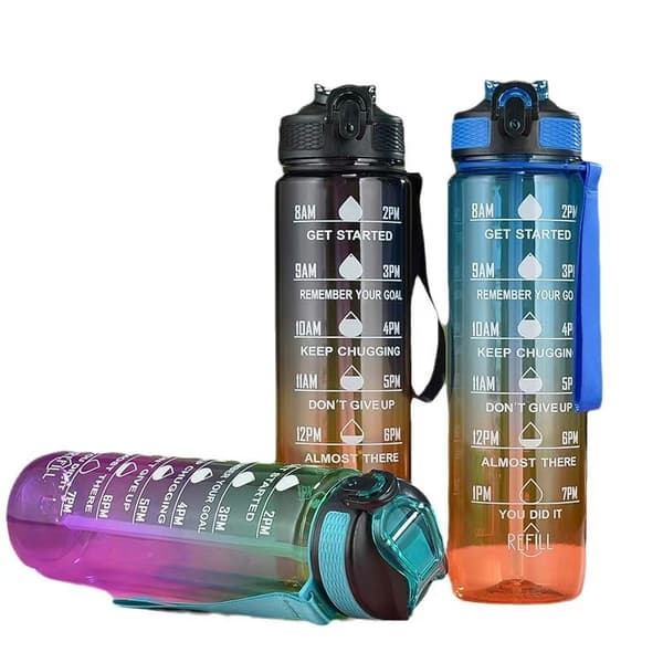 Motiverande vattenflaskor med tidsmarkering, sportvattenflaska green 1000ml