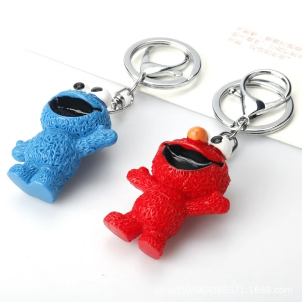 Cartoon Anime Sesame Street PVC Figur Keychain Cookie Monster Dockleksak Hänge Dekoration Nyckelring För Barn Barn Present Cartoon Nyckelring red