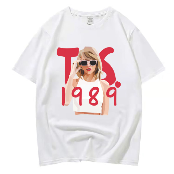 Taylor tryckt T-shirt bomull kortärmad Swift  lös topp White M