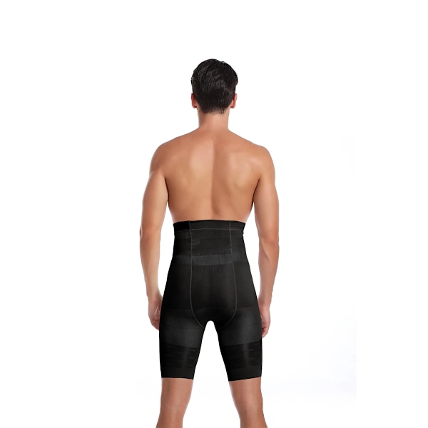 Män Tummy Control Shorts Hög Midja Slimmande Shapewear Mage Platt Body Shaper Ben Underkläder Kompressionstrosor Boxershorts Black L