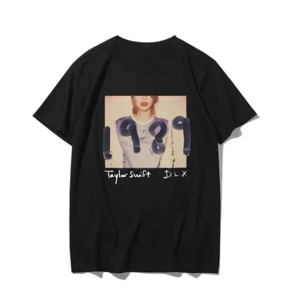 Amaze 1989 TS DLX Unisex T-shirt med rund halstryk Taylor Swift Singer kortærmet F1243-5-black L