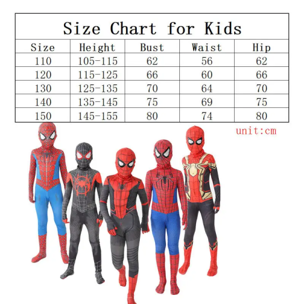 Spiderman Børnekostume Superhelt Jumpsuit Miles Morales Cosplay Zentai Bodysuit Halloween Karneval Udklædning til Drenge og Piger 011 120