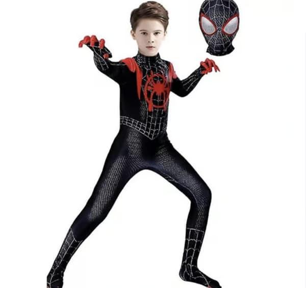Barn Miles Morales Kostym Spiderman Cosplay Jumpsuit 110-150CM black 100CM