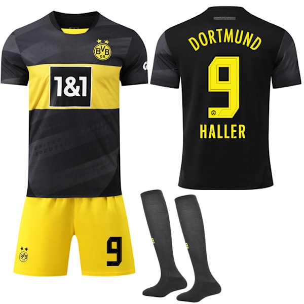 24-25 Borussia Dortmund Borta Hornet Fotbollströjor Barn Vuxen Fotbollsutrustning S-2XL NO.9 HALLER 18