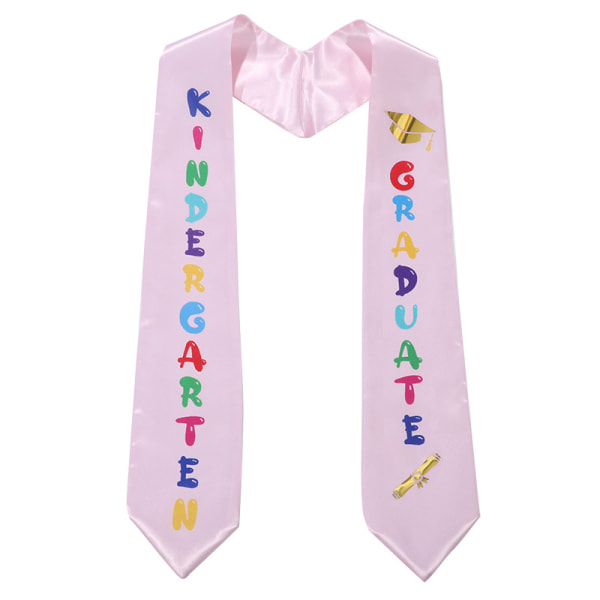 Graduation Sash til førskole Afslutningsceremoni Fotorekvisitter Børnehave Tillykke Grad Sash Farverige ord pink 130*9.5 cm