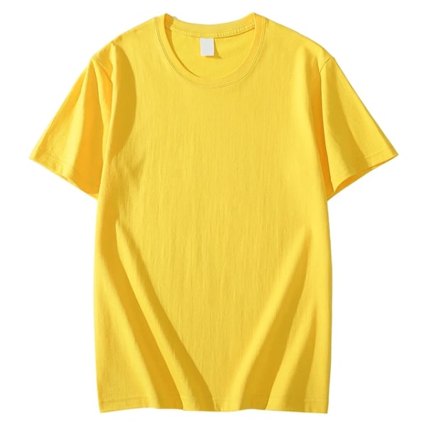 Enfärgad T-shirt 8 färger kortärmad herr/kvinnors tunga pund 220 g bomull vit crewneck lös topp S-4XL yellow 4XL