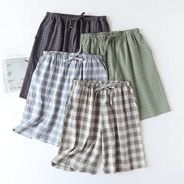 Vævede stretch-pyjamasshorts til mænd Blue Stripe M