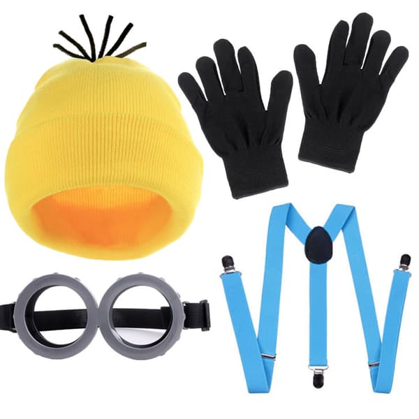 4 stk. Halloweenkostume til voksne, gul hat/briller/handsker/seler Navy Blue