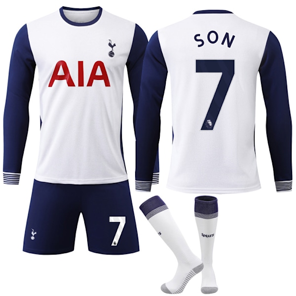 24-25 Tottenham Hotspur F.C. Langærmet Hjemmebanetrøje NR. 7 SON Trøjer Børn Voksen Fodboldudstyr med Sokker NO.7 S